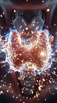 Hyperthyroidism medical condition where thyroid gland produces excess hormone causing increased metabolism intense energy electrical activity affecting endocrine health anatomy biology functions
