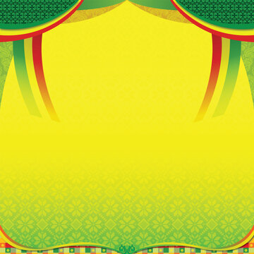 Riau malay ornamental background motif with green and yellow decorative pattern