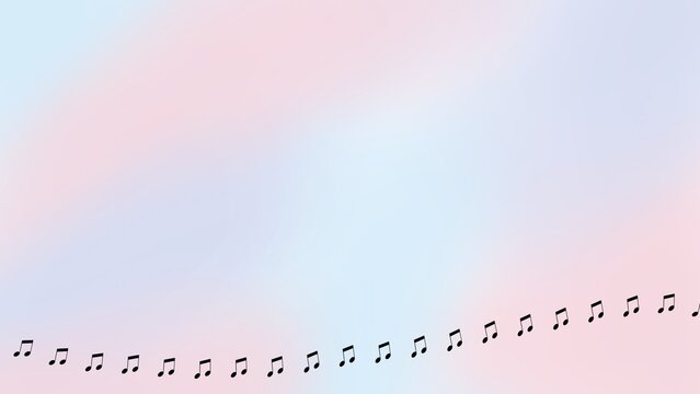 Musical eighth notes flowing in a gentle wave across a soft pastel gradient, symbolizing peaceful harmony and melodic rhythm.