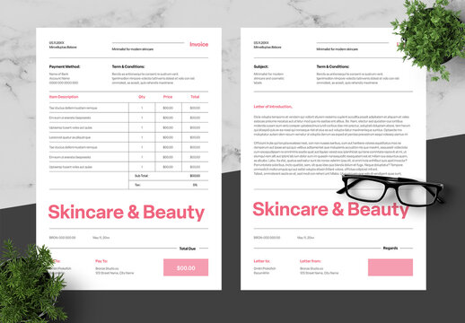 Pink And Grey Invoice Letterhead