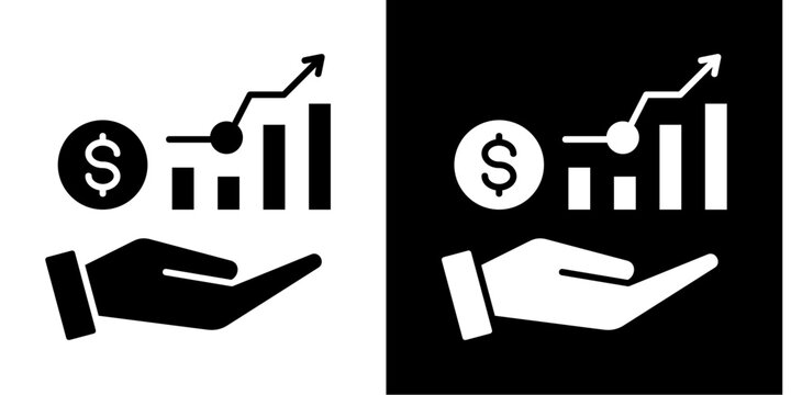 Profit Increase  Icon Set White Glyph Style Collection