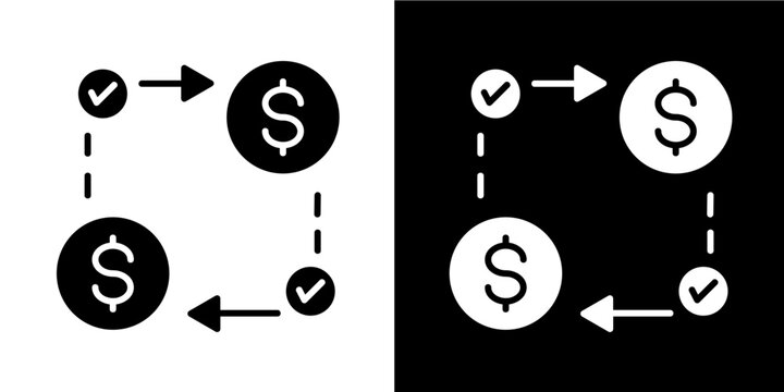Payment Process  Icon Set White Glyph Style Collection