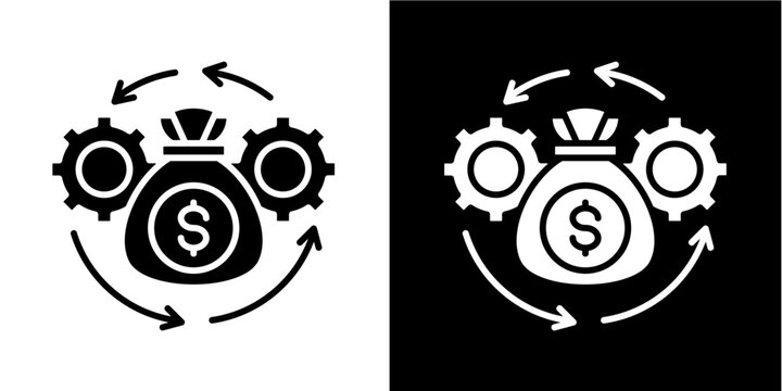 Financial Workflow  Icon Set White Glyph Style Collection