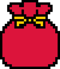 Fototapeta premium Cute pixel art red fortune bag illustration icon