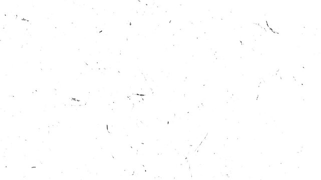 White Grunge Texture Background with Black Scratches and Dust Noise Overlay.Animated white grunge background with black scratches, dust,and grit. Vintage film grain texture loop suitable.4k resolution