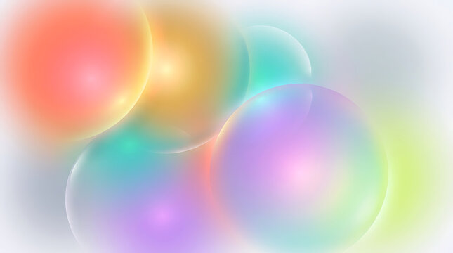 Vibrant colorful bubbles on gradient background with soft focus effect