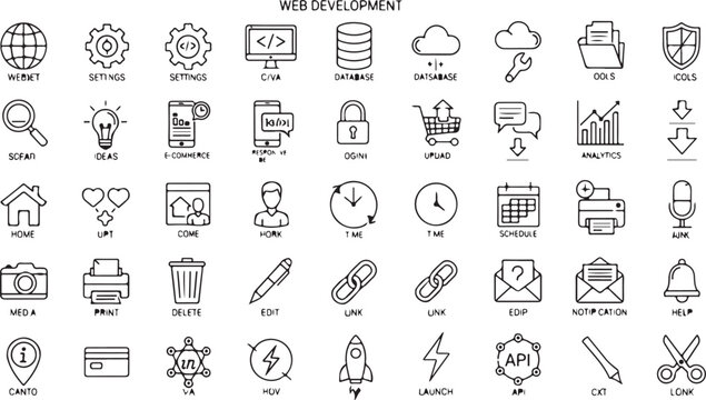 Vector web development icons collection flat design Vector