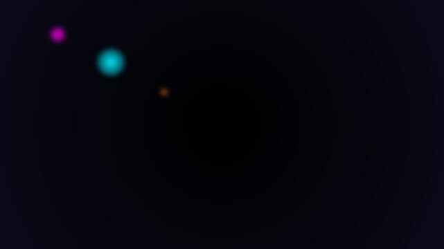 Minimalist composition of three small glowing orbs on a dark black background