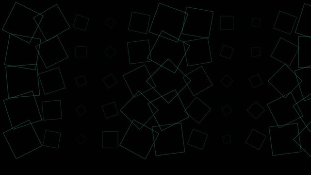 Abstract composition of glowing cyan dashed squares on a dark background