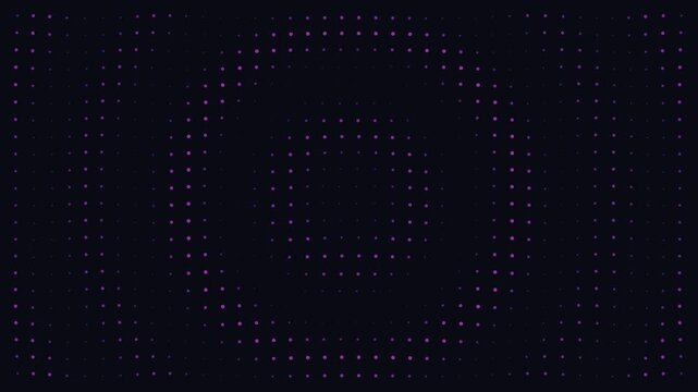 Abstract circular grid pattern of glowing pink dots on a dark background