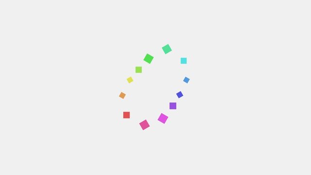 A circular arrangement of small colorful squares on a clean white background