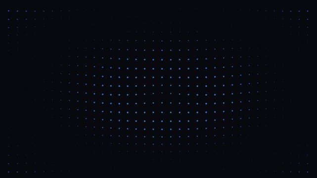 An abstract visualization of a dark oval pattern with blue light dots