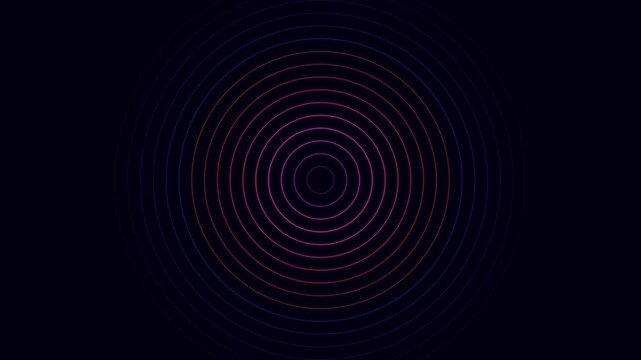 Abstract concentric circles pattern with glowing blue lines on dark background