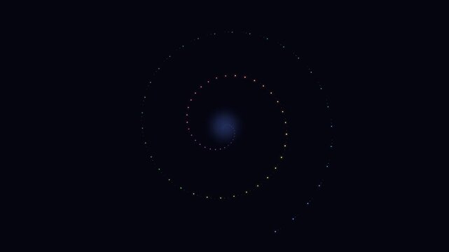 Glowing white light points arranged in a spiral pattern on a dark background