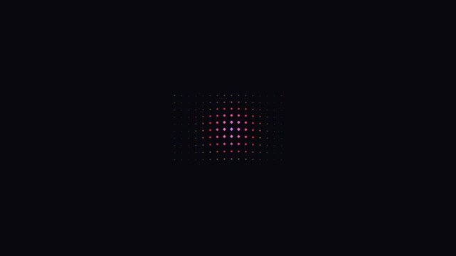 Minimalist glowing dot pattern arranged in a circular formation on black