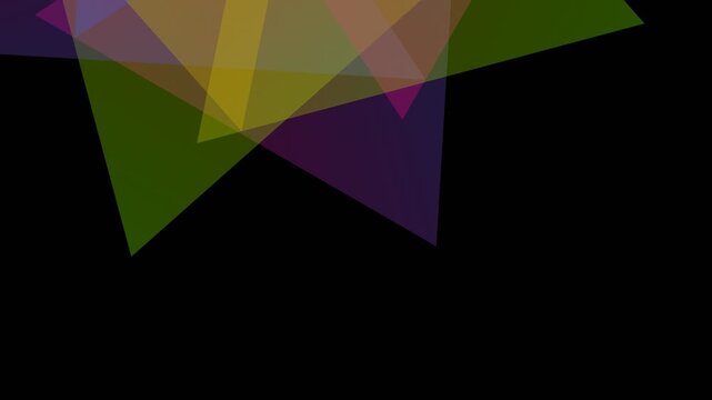 Overlapping translucent geometric triangles forming a star on black background