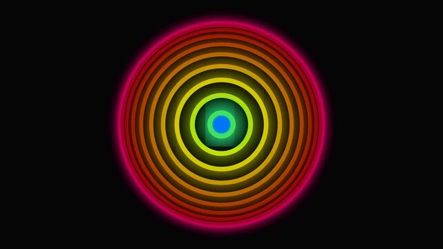 A glowing orange circle surrounded by a soft pink aura on a black background
