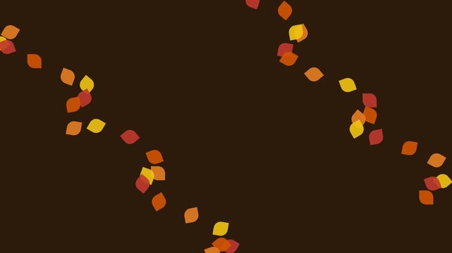 Minimalist digital illustration of falling autumn leaves on dark background