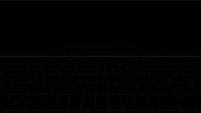Minimalist black screen featuring a subtle horizontal line and faint text