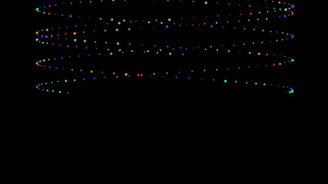 Vibrant multicolored string lights glowing against a deep black background