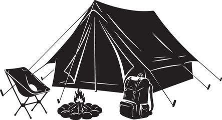 Camping tent with chair and backpack, Generative AI © Ashraful Haque