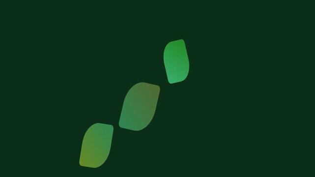 Three floating green leaf shapes arranged diagonally on a dark background