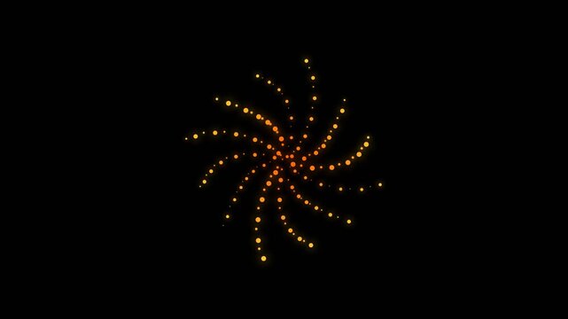 A spiral pattern of glowing orange dots arranged against a black background