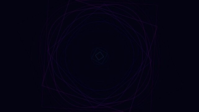 Abstract blue geometric lines forming a repeating square pattern tunnel effect