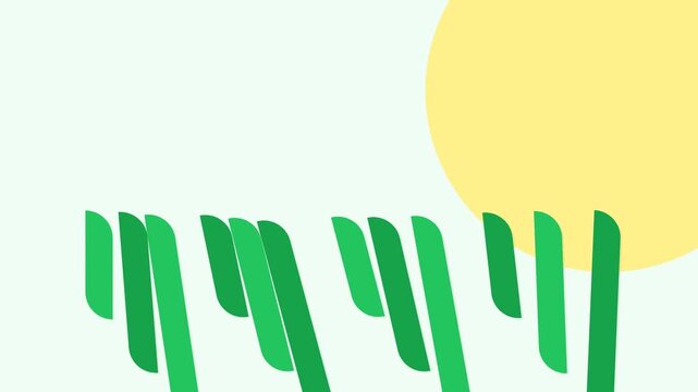 Minimalist graphic illustration of green grass blades under a bright sun