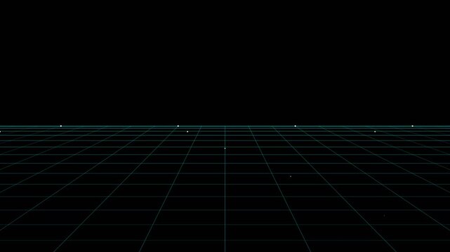 A digital perspective grid fading into a deep black infinite horizon background