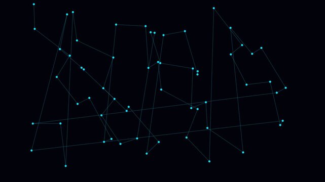 Abstract network of glowing cyan nodes connected by thin lines on black