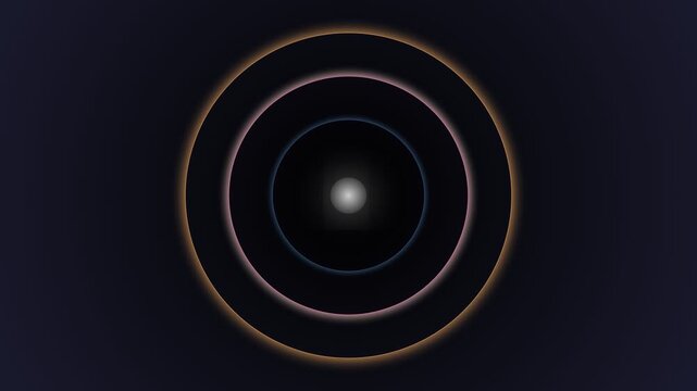 A glowing celestial light orb surrounded by concentric rings in deep space