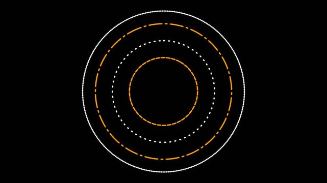 Abstract illustration of concentric circles with alternating dash patterns