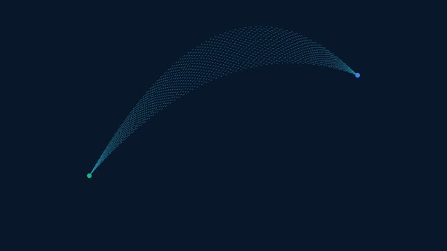 Abstract data flow connecting two points with blue particle light arcs