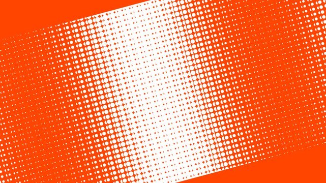 Abstract composition featuring rhythmic orange and white geometric patterns