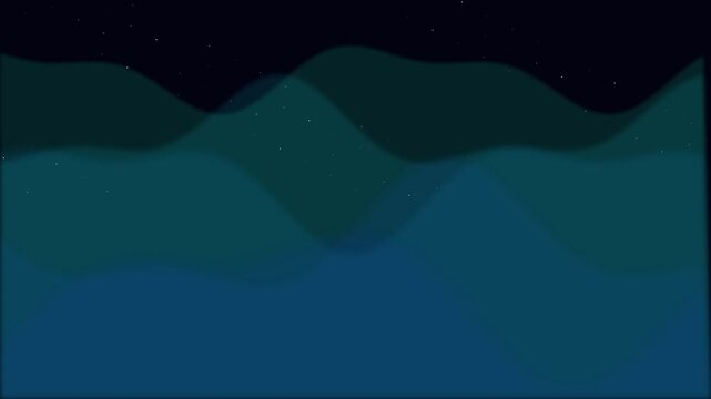 Minimalist digital illustration of rolling hills under a starry night sky