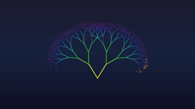 Minimalist geometric deer antler outline centered on a deep blue background