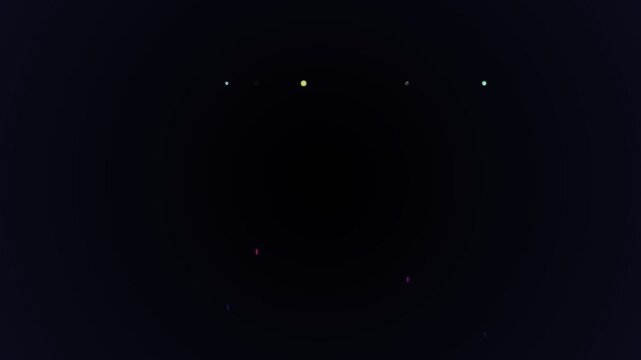 Minimalist digital interface icons glowing faintly against a deep black void