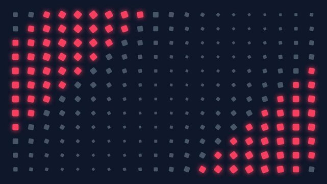 Abstract digital background featuring a glowing red square dot matrix pattern