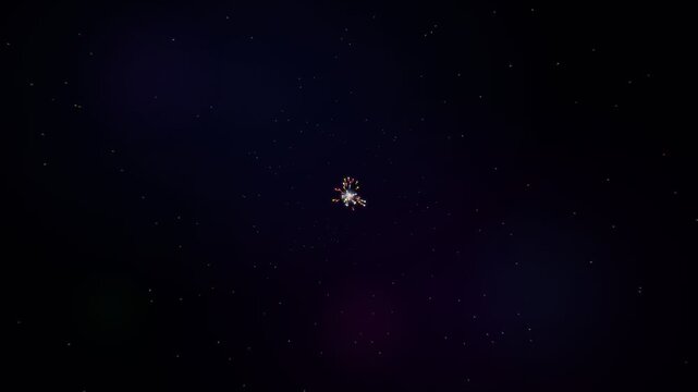 A glowing celestial sphere of stars floating in the deep void of dark space