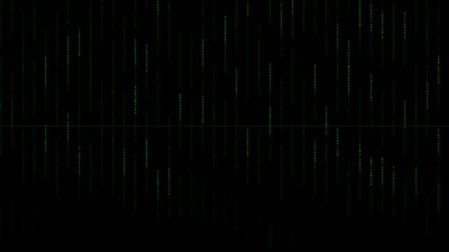 Digital matrix rain effect with glowing green code on a dark background