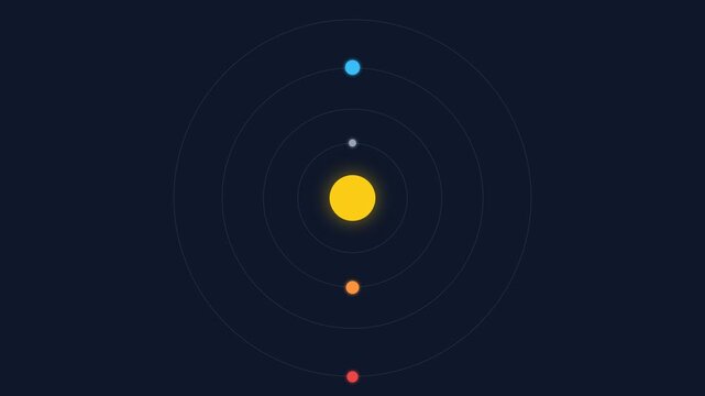 Minimalist representation of the solar system with orbiting planets