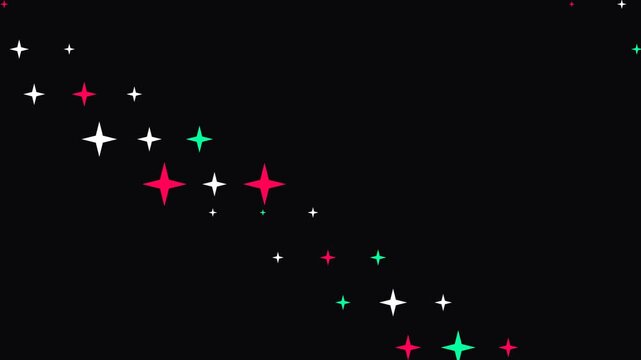 A festive scattering of vibrant red white and green stars on a black background