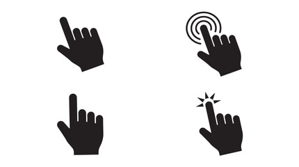Fototapeta premium Hand gesture icons with pointing and touching actions silhouette