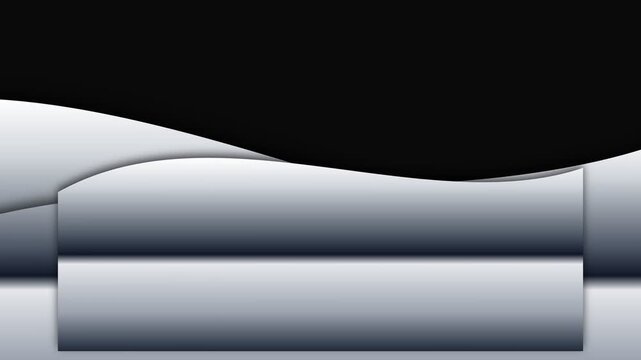 Abstract background featuring smooth silver waves against a solid black backdrop