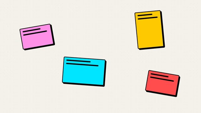 Four colorful sticky notes arranged randomly on a clean white background