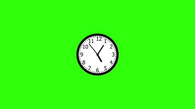 
Classic analog clock ticking animation on chroma key green screen background