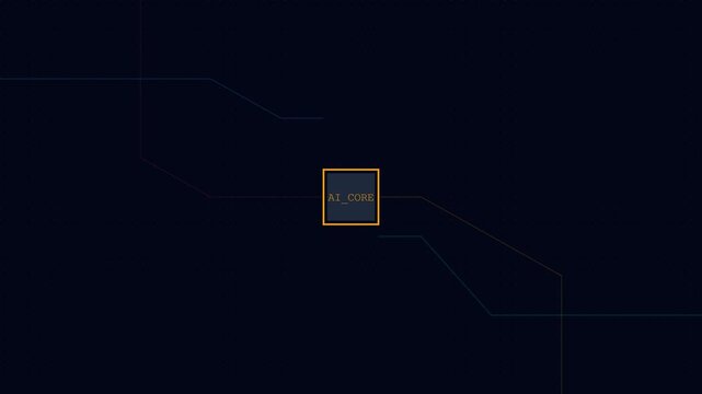 Minimalist digital interface design featuring a central ai core text box