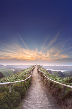 Mountain landscape Ponta Delgada island, Azores