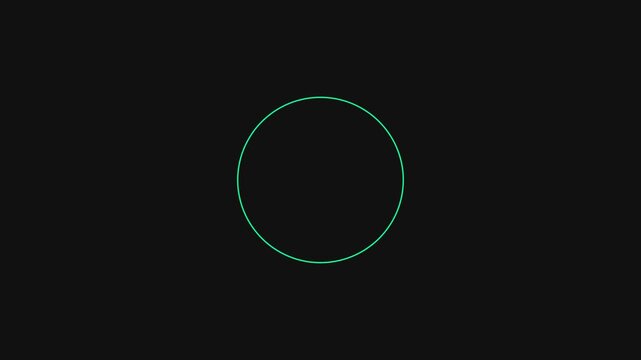 A single glowing neon green circle centered on a solid black background
